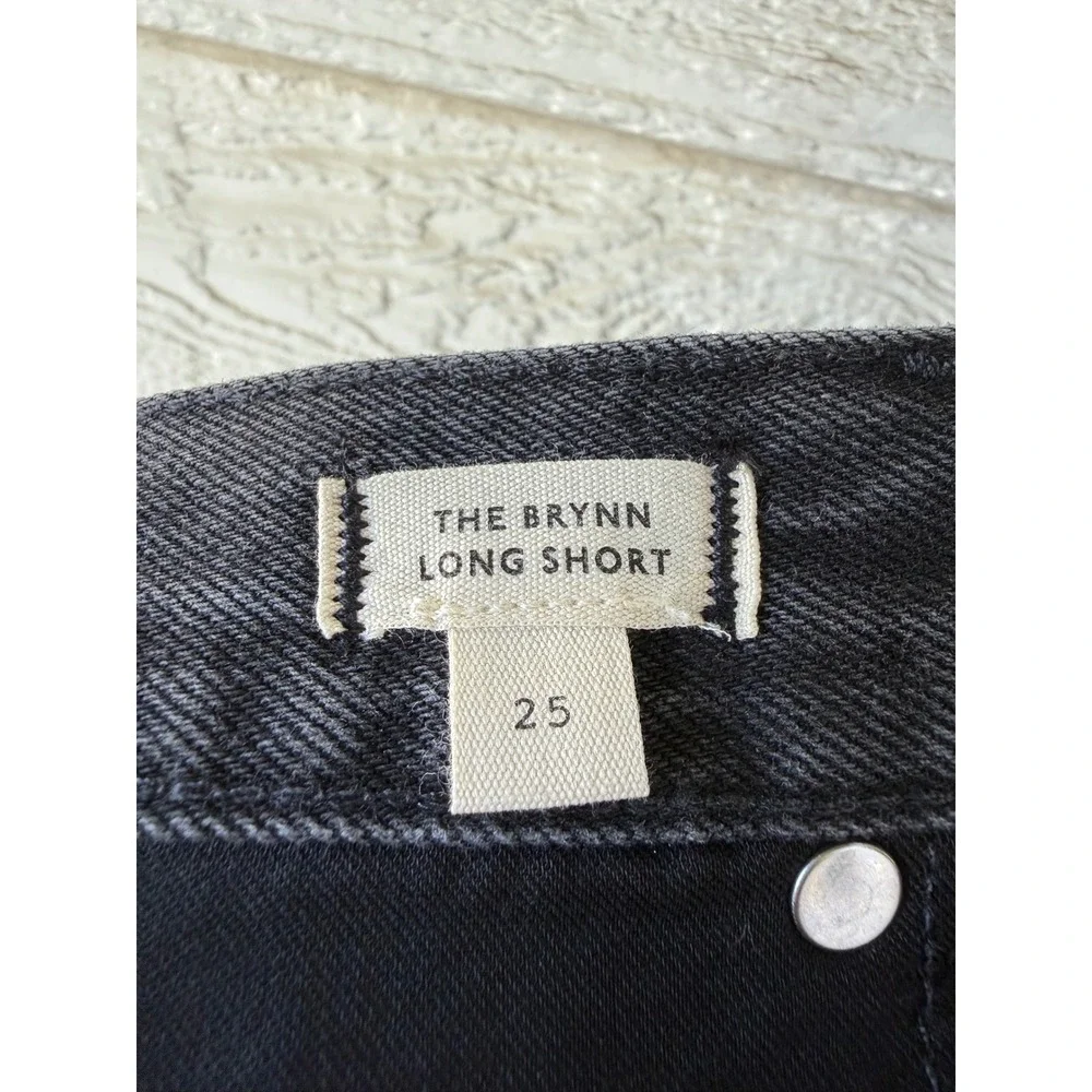 Madewell The Brynn Long Short Black Denim Cutoff Shorts Button Fly Size 25